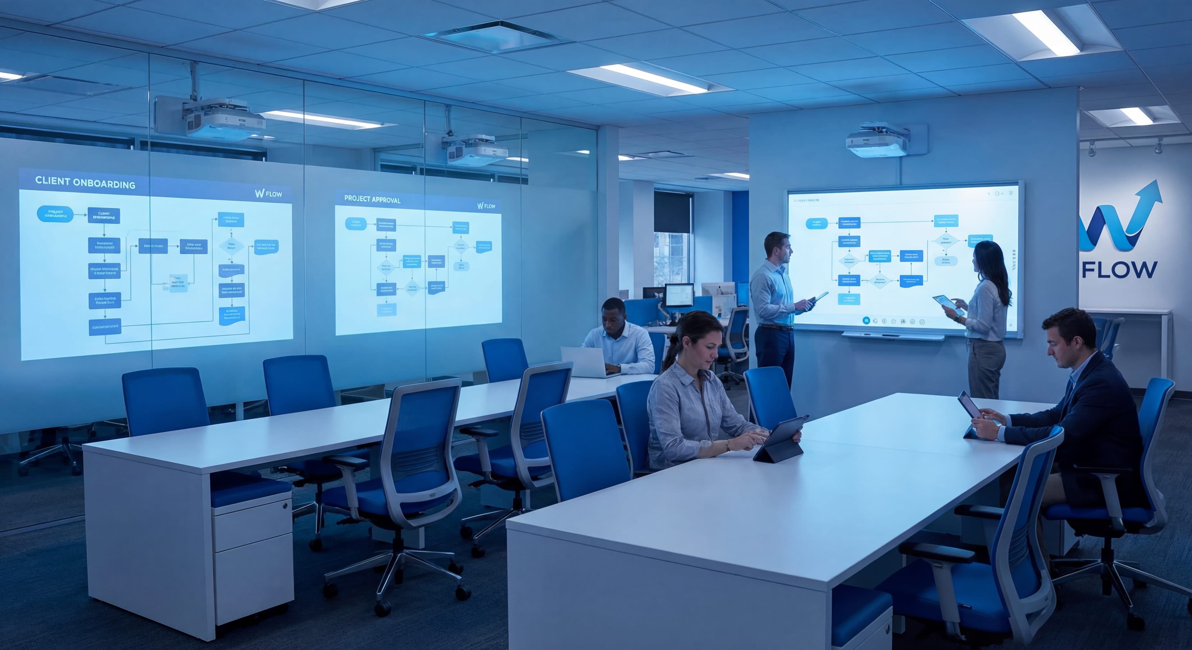 Professional business workflow showing internal process documentation with organized digital workflows